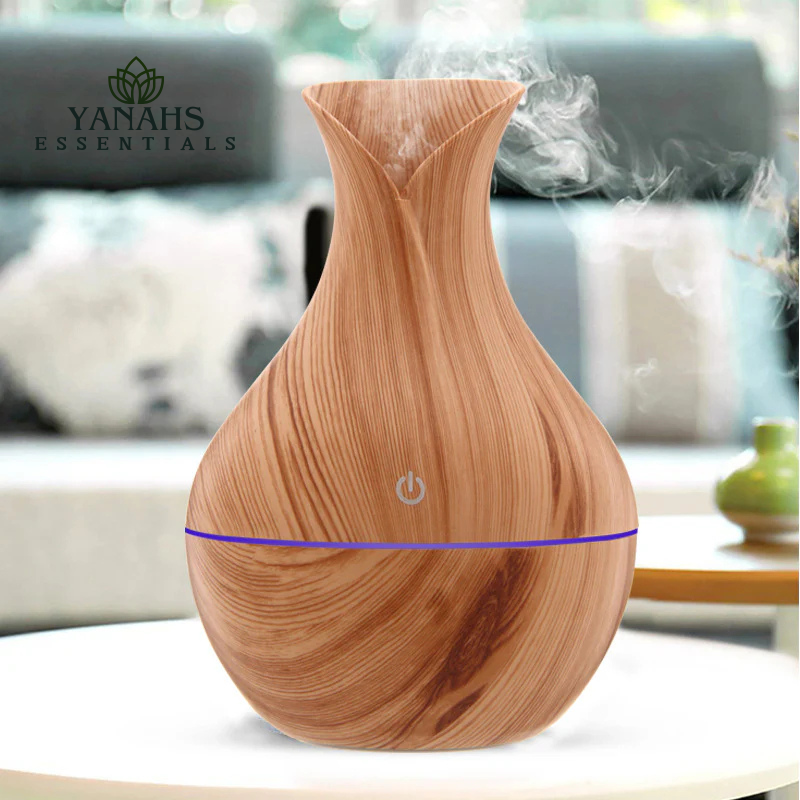 130ml Mini Vase Humidifier – Natural Wood Grain Design