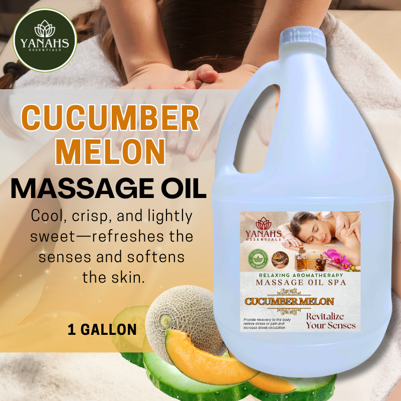 Cucumber Melon Relaxing Massage Oil – 1 Gallon – Ideal for Spa, Clinic, and Personal Use