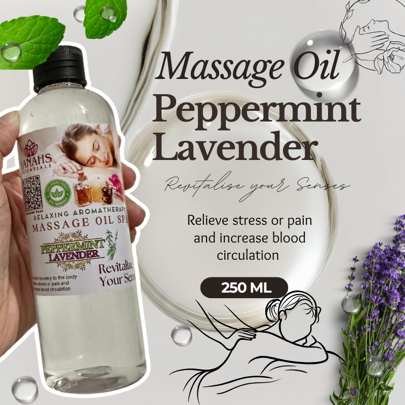 250ml Peppermint Lavender Massage Oil – Relaxing & Revitalizing Care