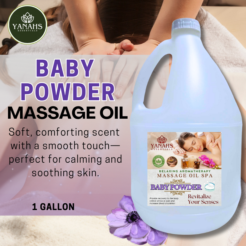 Baby Powder Relaxing Massage Oil – 1 Gallon – Ideal for Spa, Clinic, and Personal Use