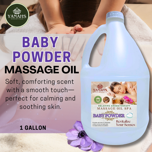 Baby Powder Relaxing Massage Oil – 1 Gallon – Ideal for Spa, Clinic, and Personal Use