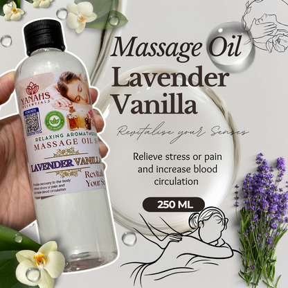 250ml Lavender Vanilla Massage Oil – Relaxing & Revitalizing Care