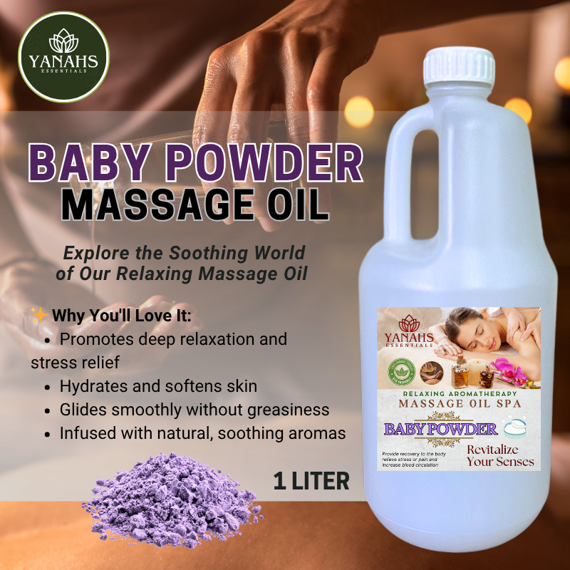 Baby Powder Relaxing Massage Oil – 1L | Nourishing & Aromatic Blend for Spa, Clinic & Home Use
