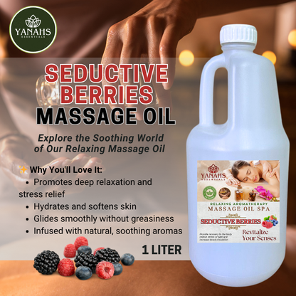 Seductive Berries Relaxing Massage Oil – 1L | Nourishing & Aromatic Blend for Spa, Clinic & Home Use