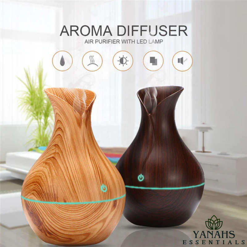 130ml Mini Vase Humidifier – Natural Wood Grain Design