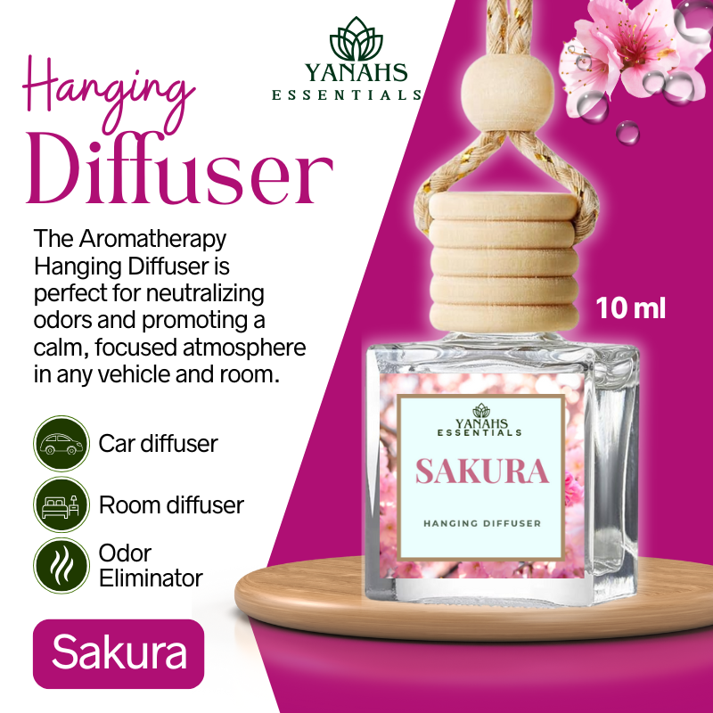 Sakura Cherry Blossom Scent Hanging Diffuser – 10ml Fragrance Oil Bottle for Car, Wardrobe & Small Spaces