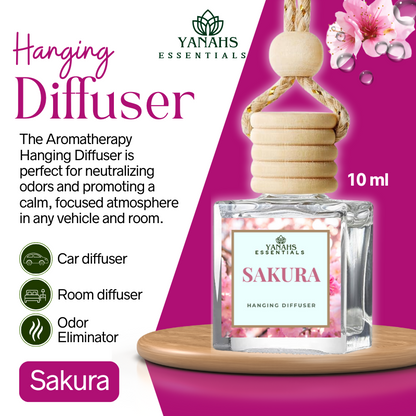 Sakura Cherry Blossom Scent Hanging Diffuser – 10ml Fragrance Oil Bottle for Car, Wardrobe & Small Spaces