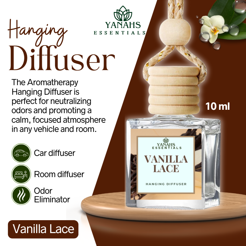 Vanilla Lace Scent Hanging Diffuser – 10ml Fragrance Oil Bottle for Car, Wardrobe & Small Spaces