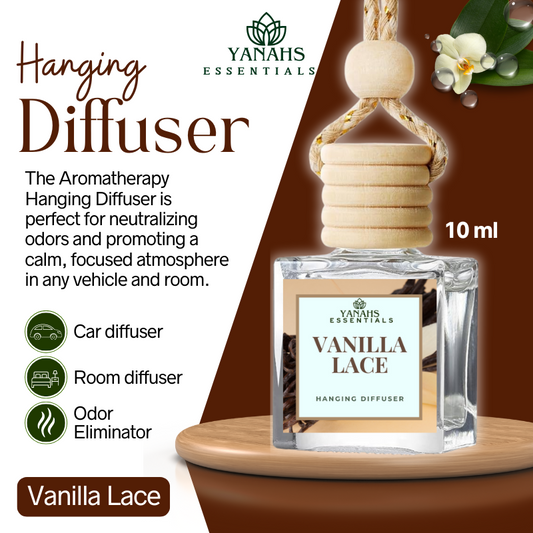 Vanilla Lace Scent Hanging Diffuser – 10ml Fragrance Oil Bottle for Car, Wardrobe & Small Spaces