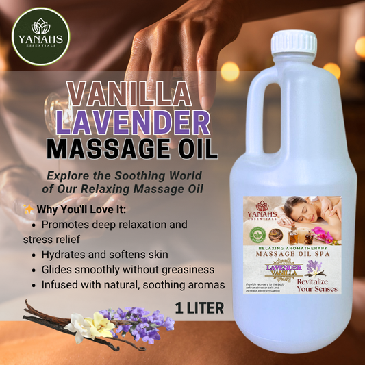 Vanilla Lavender Relaxing Massage Oil – 1L | Nourishing & Aromatic Blend for Spa, Clinic & Home Use