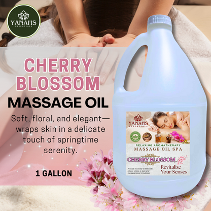 Sakura Cherry Blossom Relaxing Massage Oil – 1 Gallon – Ideal for Spa, Clinic, and Personal Use