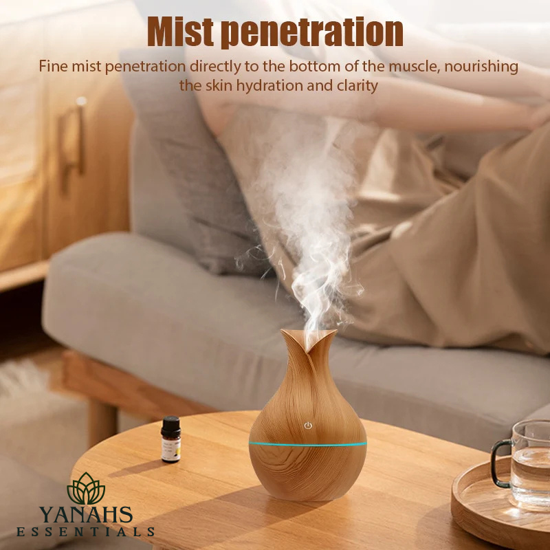 130ml Mini Vase Humidifier – Natural Wood Grain Design
