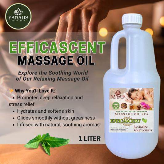 Efficascent Relaxing Massage Oil – 1L | Nourishing & Aromatic Blend for Spa, Clinic & Home Use