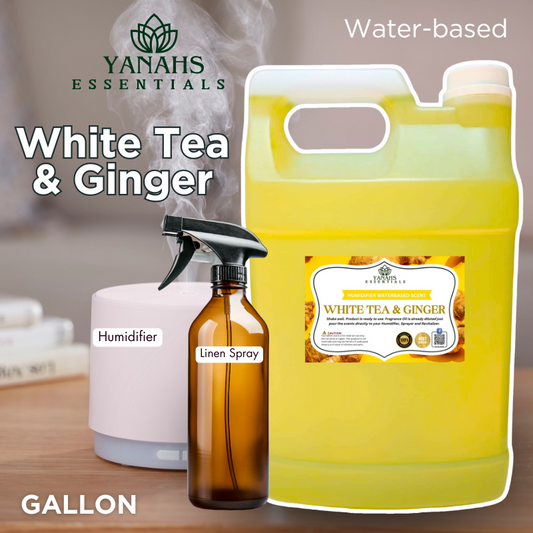 White Tea & Ginger Water-Based Aroma Scent – 1 Gallon | Perfect for Humidifiers, Air Revitalizers, Fresheners & Linen Sprays