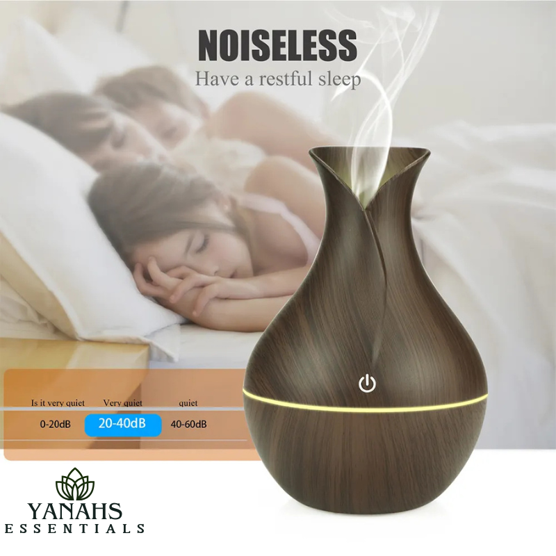 130ml Mini Vase Humidifier – Natural Wood Grain Design