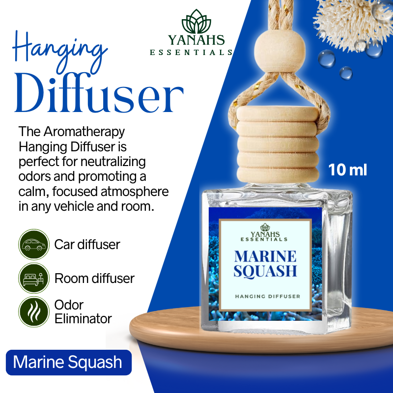 Marine Squash Scent Hanging Diffuser – 10ml Fragrance Oil Bottle for Car, Wardrobe & Small Spaces