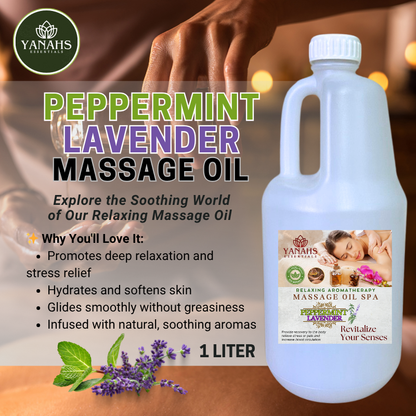 Peppermint Lavender Relaxing Massage Oil – 1L | Nourishing & Aromatic Blend for Spa, Clinic & Home Use