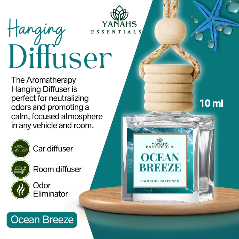 Ocean Breeze Scent Hanging Diffuser – 10ml Fragrance Oil Bottle for Car, Wardrobe & Small Spaces