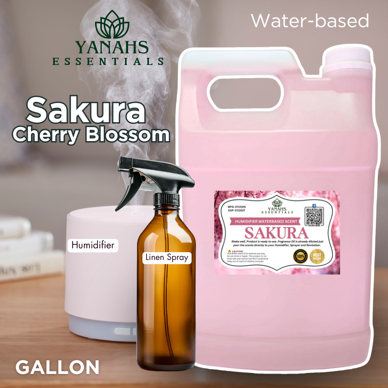 Sakura Cherry Blossom Water-Based Aroma Scent – 1 Gallon | Perfect for Humidifiers, Air Revitalizers, Fresheners & Linen Sprays