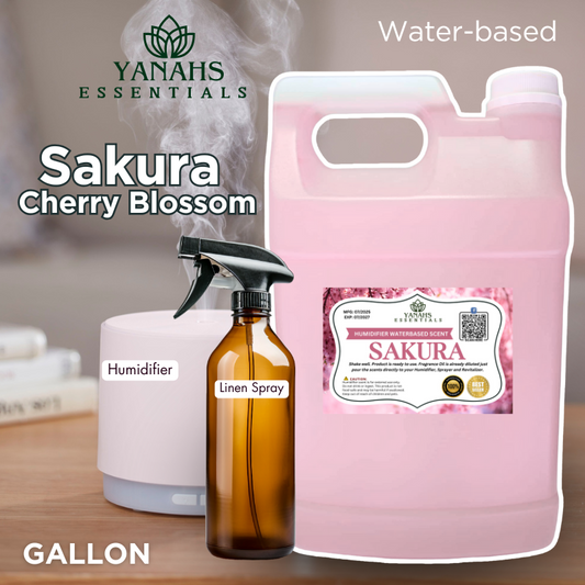 Sakura Cherry Blossom Water-Based Aroma Scent – 1 Gallon | Perfect for Humidifiers, Air Revitalizers, Fresheners & Linen Sprays