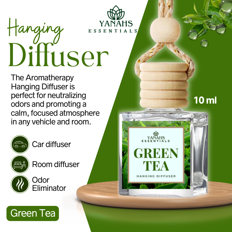 Green Tea Scent Hanging Diffuser – 10ml Fragrance Oil Bottle for Car, Wardrobe & Small Spaces