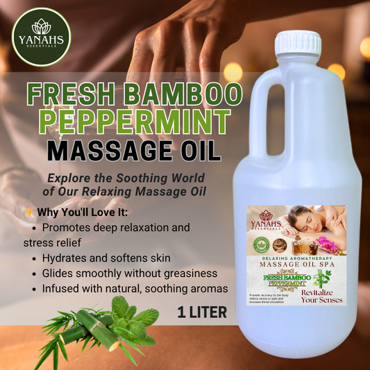 Fresh Bamboo Peppermint Relaxing Massage Oil – 1L | Nourishing & Aromatic Blend for Spa, Clinic & Home Use
