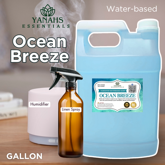 Ocean Breeze Water-Based Aroma Scent – 1 Gallon | Perfect for Humidifiers, Air Revitalizers, Fresheners & Linen Sprays