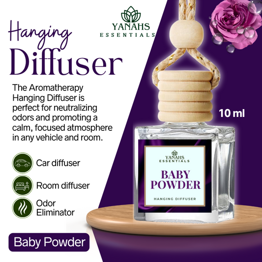 Baby Powder Scent Hanging Diffuser – 10ml Fragrance Oil Bottle for Car, Wardrobe & Small Spaces