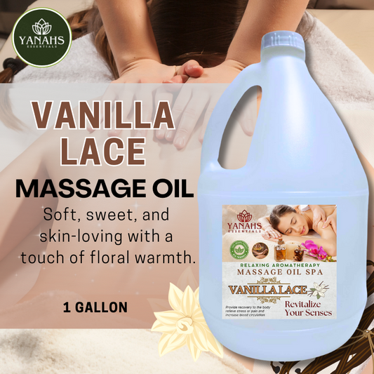 Vanilla Lace Relaxing Massage Oil – 1 Gallon – Ideal for Spa, Clinic, and Personal Use