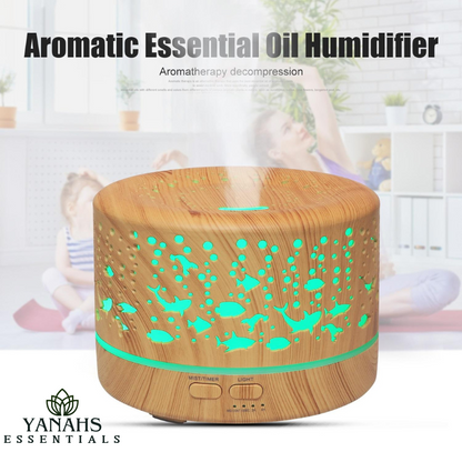 700ml Aromatherapy Fish Design Wood Grain Humidifier
