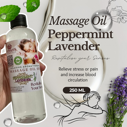 250ml Peppermint Lavender Massage Oil – Relaxing & Revitalizing Care
