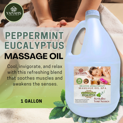 Peppermint Eucalyptus Relaxing Massage Oil – 1 Gallon – Ideal for Spa, Clinic, and Personal Use