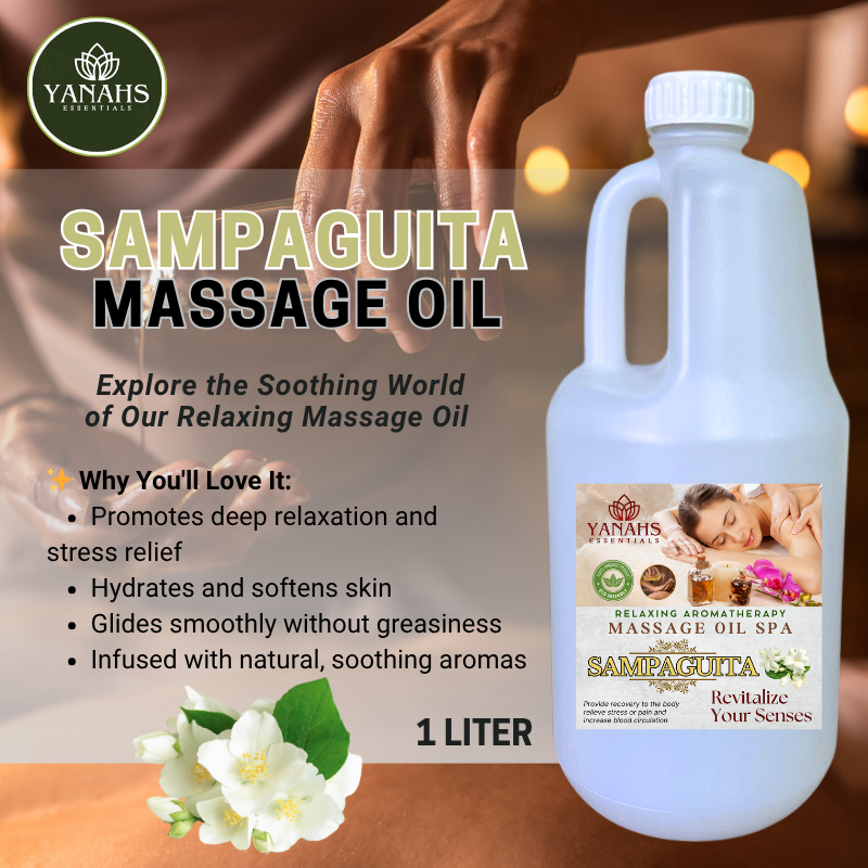 Sampaguita Relaxing Massage Oil – 1L | Nourishing & Aromatic Blend for Spa, Clinic & Home Use