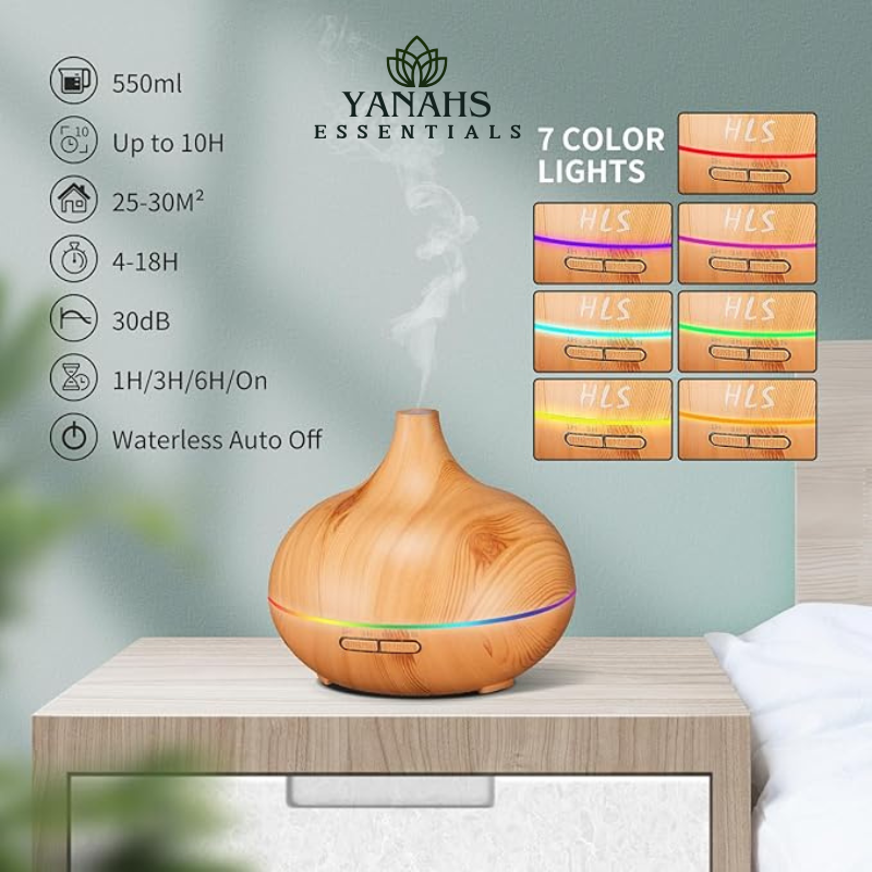 550ml Wood Grain Ultrasonic Aromatherapy Humidifier