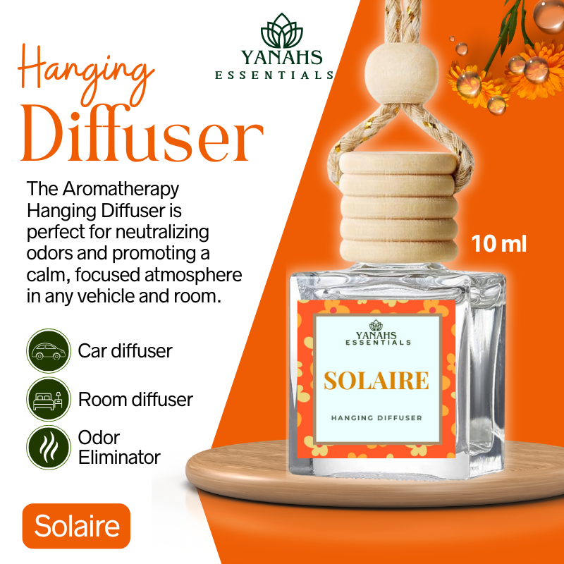 Solaire Scent Hanging Diffuser – 10ml Fragrance Oil Bottle for Car, Wardrobe & Small Spaces