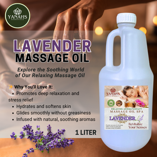 Lavender Relaxing Massage Oil – 1L | Nourishing & Aromatic Blend for Spa, Clinic & Home Use