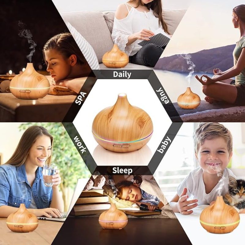 550ml Wood Grain Ultrasonic Aromatherapy Humidifier