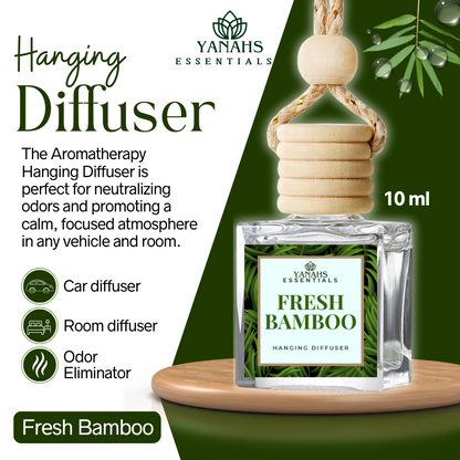 Fresh Bamboo Scent Hanging Diffuser – 10ml Fragrance Oil Bottle for Car, Wardrobe & Small Spaces