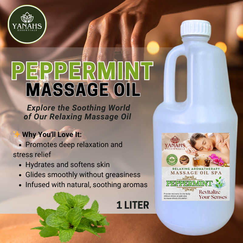 Peppermint Relaxing Massage Oil – 1L | Nourishing & Aromatic Blend for Spa, Clinic & Home Use