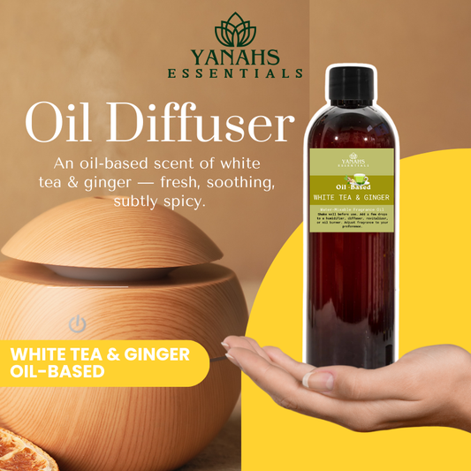 White Tea & Ginger Oil-Based Fragrance – For Humidifiers, Revitalizers, Reed & Hanging Diffusers, Candle Burners