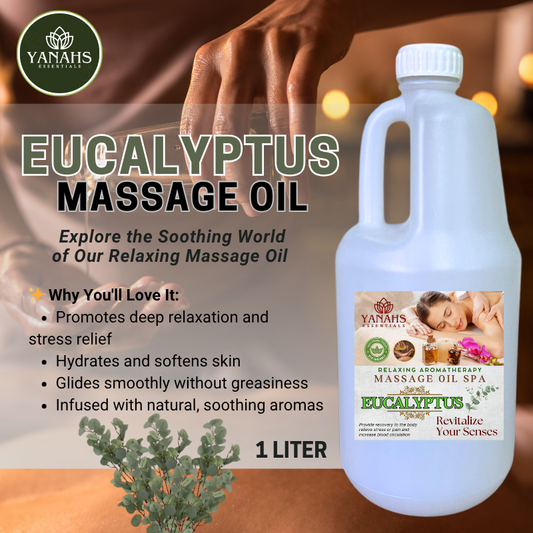 Eucalyptus Relaxing Massage Oil – 1L | Nourishing & Aromatic Blend for Spa, Clinic & Home Use