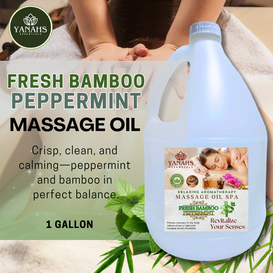 Fresh Bamboo Peppermint Relaxing Massage Oil – 1 Gallon – Ideal for Spa, Clinic, and Personal Use