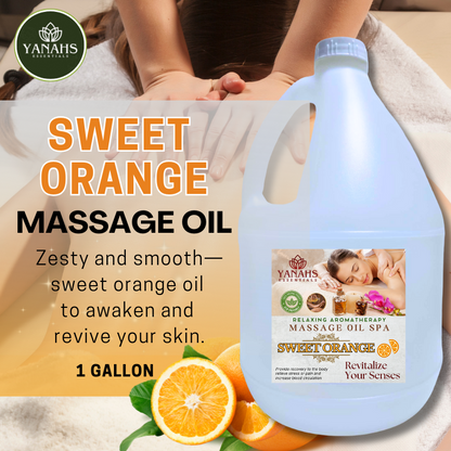 Sweet Orange Relaxing Massage Oil – 1 Gallon – Ideal for Spa, Clinic, and Personal Use