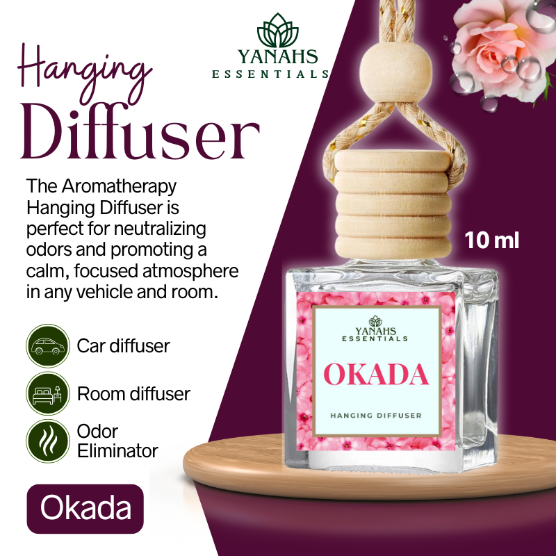Okada Scent Hanging Diffuser – 10ml Fragrance Oil Bottle for Car, Wardrobe & Small Spaces