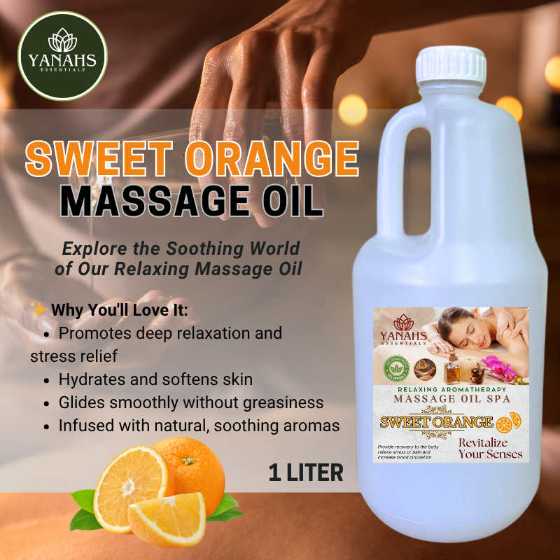 Sweet Orange Relaxing Massage Oil – 1L | Nourishing & Aromatic Blend for Spa, Clinic & Home Use