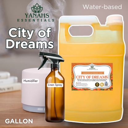 City of Dreams Water-Based Aroma Scent – 1 Gallon | Perfect for Humidifiers, Air Revitalizers, Fresheners & Linen Sprays