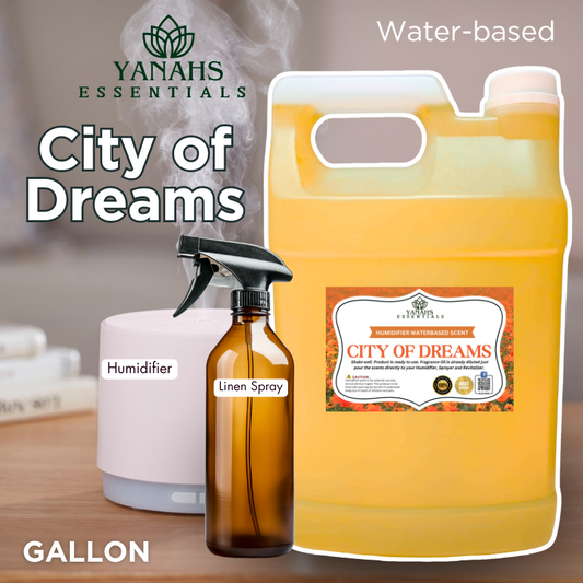 City of Dreams Water-Based Aroma Scent – 1 Gallon | Perfect for Humidifiers, Air Revitalizers, Fresheners & Linen Sprays