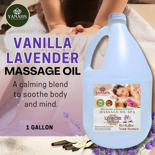 Vanilla Lavender Relaxing Massage Oil – 1 Gallon – Ideal for Spa, Clinic, and Personal Use